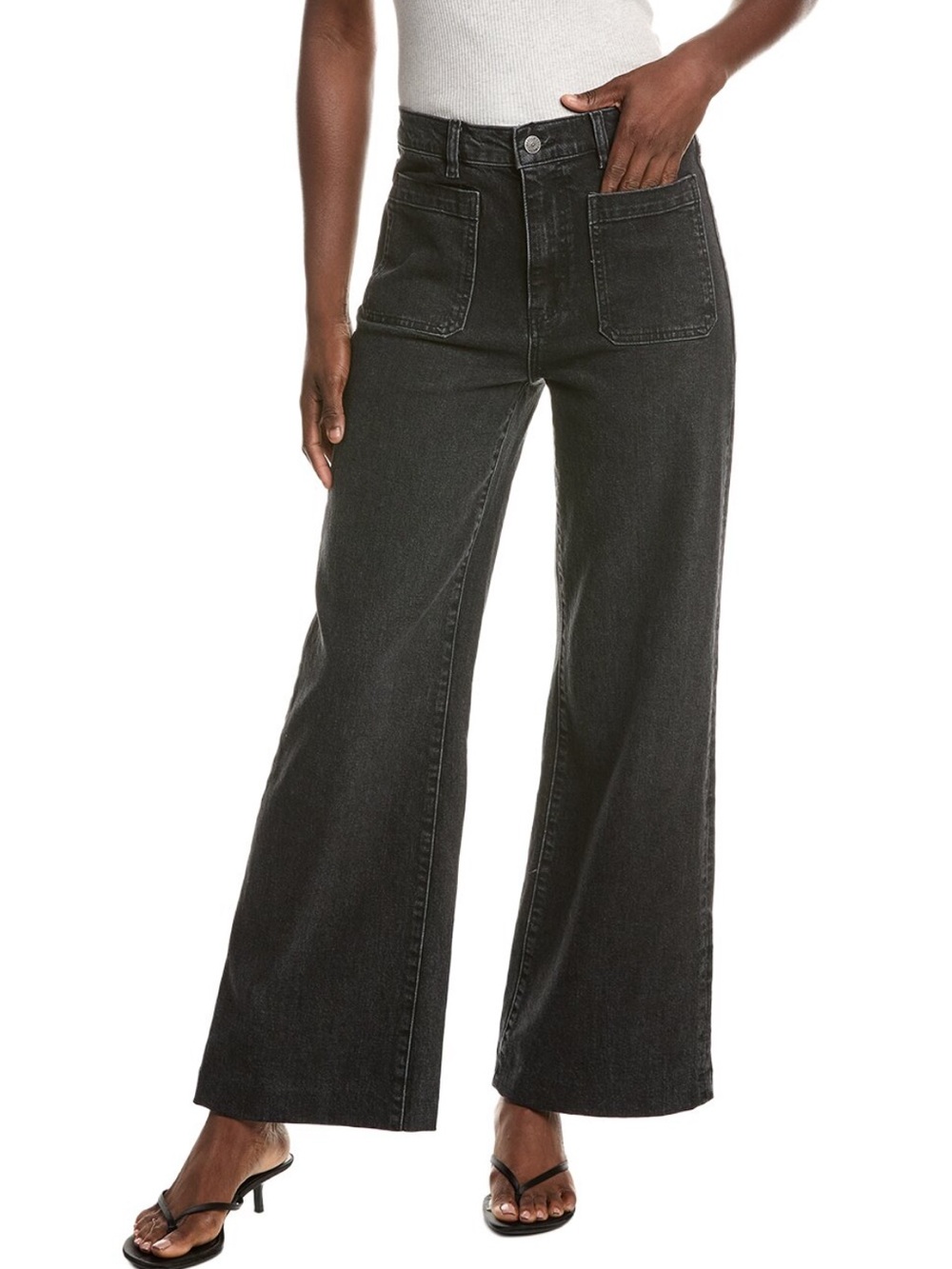 FRAME The Refined Wide Leg Jeans Vector Black Gray Size 25